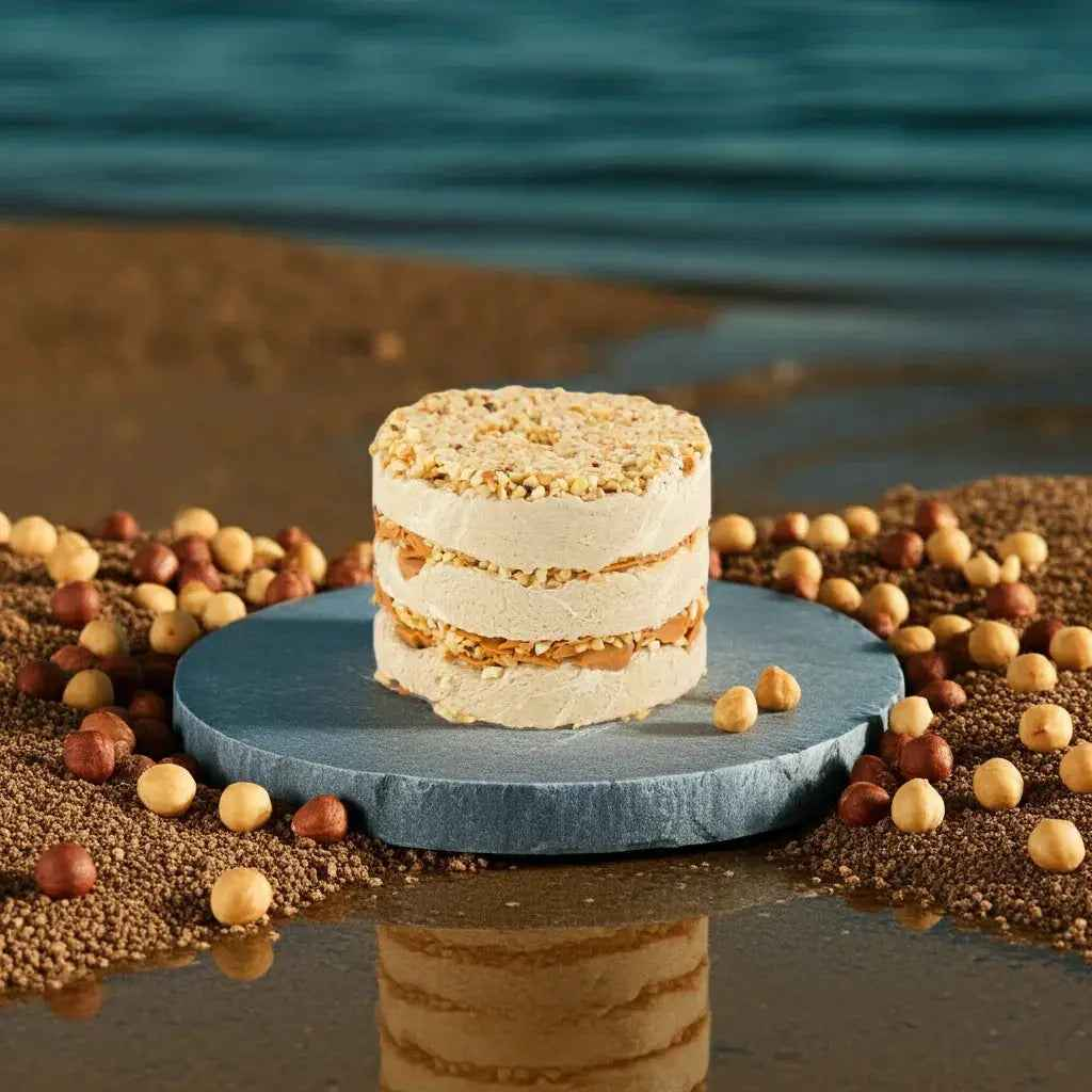 Premium Halva Cake – 450 g – Karamel &amp; Hazelnoot